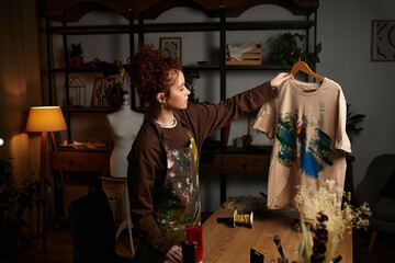 Craftswoman showcasing her artistic talent in a modern DIY workspace filled with inspiration