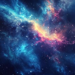 Fototapeta premium Vibrant cosmic nebula swirling with brilliant colors amid vast celestial backdrop showcasing the beauty of the universe