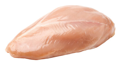 Fresh raw chicken breast fillet with smooth texture and light pink color, showcasing its natural form.