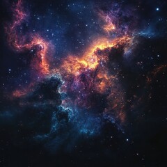 Fototapeta premium Vibrant galactic colors swirl in a cosmic tapestry showcasing deep hues and luminous stars in an expansive universe filled with gas and dust