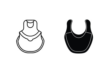 Baby Bib Icon Set Minimalist Outline And Solid Style Graphics Design Elements