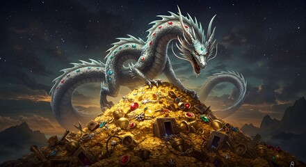Dragon on Gold Treasure Hoard