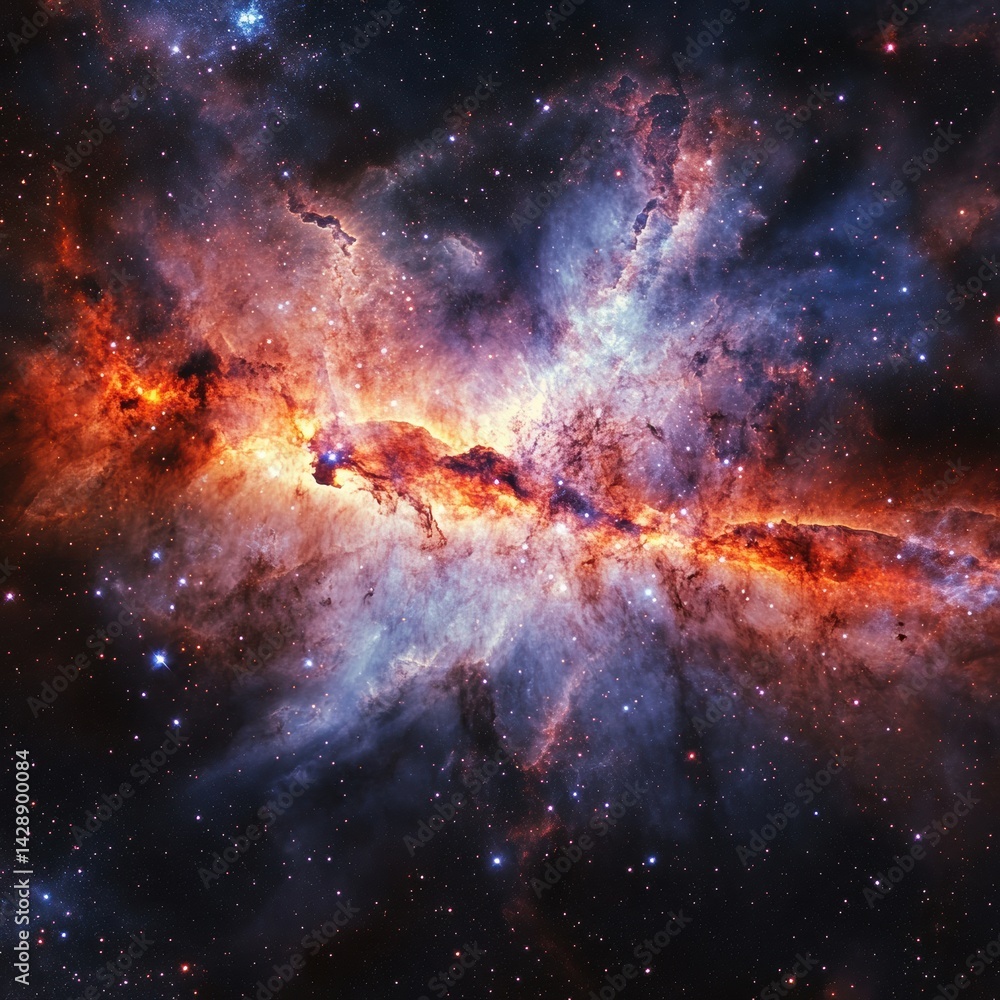Aufkleber stunning visualization of a vibrant galactic nebula showcasing a blend of colors and celestial eleme