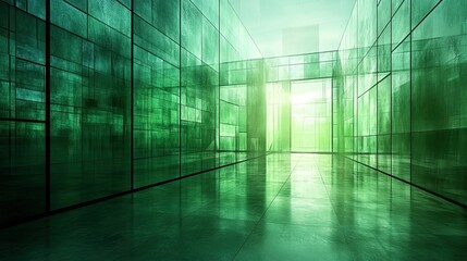 Mirror-Like Surface Reflecting Vibrant Green Hues in a High-Resolution Abstract and Futuristic Concept --