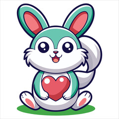 Obraz premium Vector Illustrated Beautiful Rabbit With Heart 