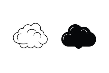 Cloud Silhouette Set With Black And White Colors In Simple Design Style