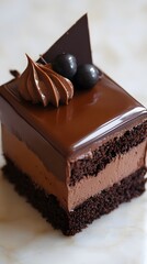 Obraz premium 19. A chocolate mousse cake with smooth, glossy ganache