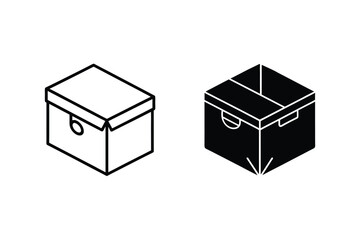 Isometric Boxes Icons Illustration White And Black Container Storage Organization