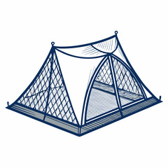 Create a bold, vector illustration of a mosquito net, emphasizing strong black outlines and clean lines.  Suitable for print or digital use.