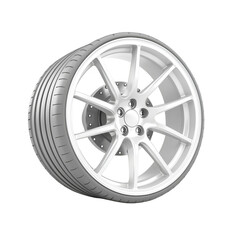 Obraz premium sleek, modern alloy wheel with detailed tire tread pattern, showcasing stylish design. wheel features multiple spokes and polished finish, ideal for enhancing vehicle aesthetics