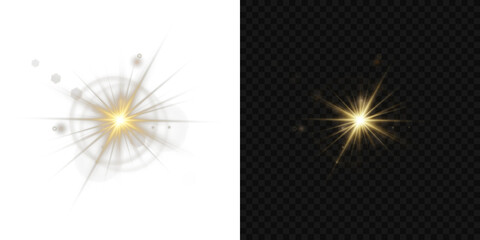 Shining sun flare pulses in vector transparent format. Gold sparkle overlays add ambient brilliance to designs. Soft sun leaks blend naturally with scene highlights. Light ray flashes