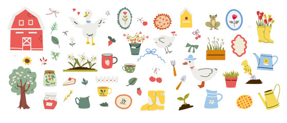 Rustic cottage decor elements for spring and gardening design projects.