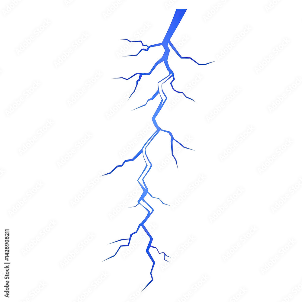 Poster this features striking blue lightning bolt against plain background, showcasing its jagged and elect