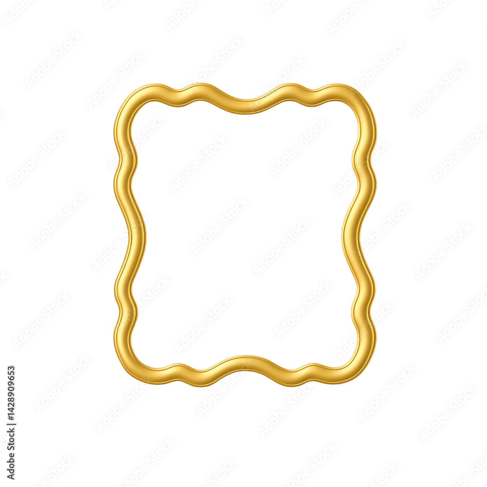 Poster wavy, square shaped golden frame with shiny finish, perfect for adding elegant touch to photos or ar