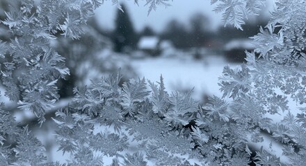 Frosty window view, photo