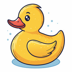 Create a bold, vector illustration of a rubber ducky for a bath, featuring thick outlines and vibrant color.  The duck should be cartoonish and cheerful.