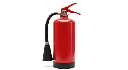 Fototapeta premium Red fire extinguisher is showcased against a white background