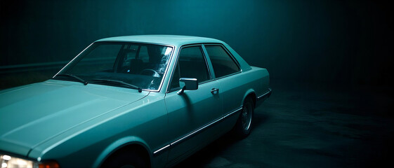 vintage car on the street with mysterious vibes cinematic wallpaper 4K