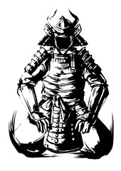 正座しどっしりと構える侍 © SUZUKI