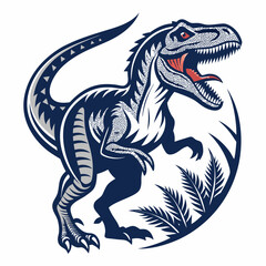 Design a bold, vector illustration of a velociraptor mid-attack, showcasing powerful, thick strokes.  Focus on dynamic movement and sharp details.