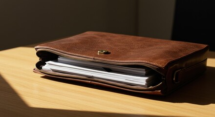 Leather Case with Documents - Photo