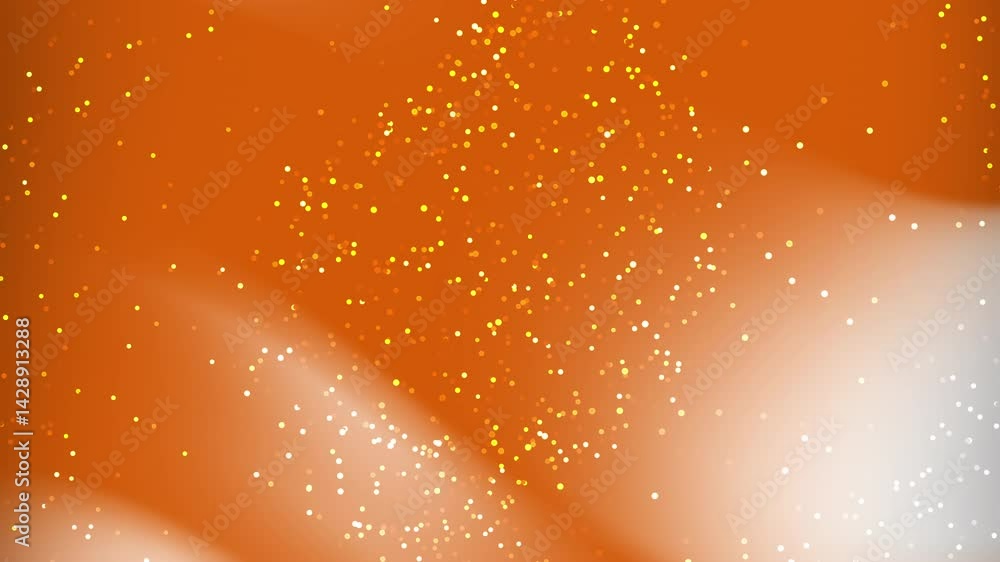 Poster orange gradient particle background with golden and white sparkles