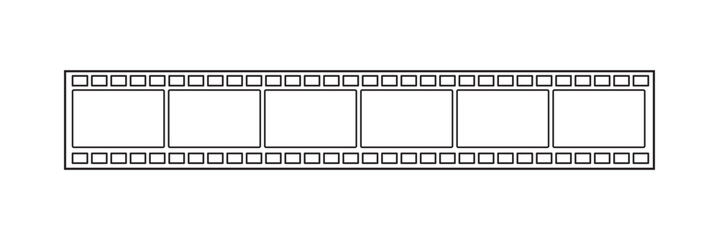Film strip line icon simple design, film strip icon used for videography elements, cinema reel. Filmstrip with frames, photo and videos for camera.