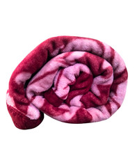 Rolled Red and Pink Fleece Blanket Isolated on Black Background – Soft Cozy Bedding for Winter and Home Decor