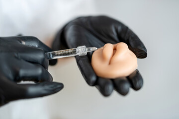  hand hold mouth silicone lips for practice skin with syringe for injection with collagen