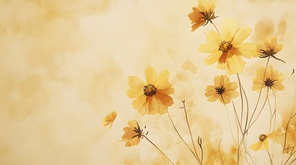 Naklejka premium watercolor flowers, warm color background