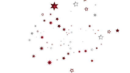 Red and Silver Stars on White Background