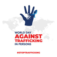 World Day against trafficking in persons. 30th July Day against trafficking in persons awareness banner. The day raise awareness of human trafficking victim