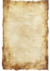 Aged parchment paper texture.  A vintage, antique, and weathered sheet of paper with a distressed, antique look, showing signs of age and time.  