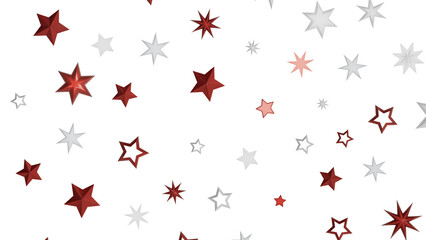 Abstract digital art featuring red and white stars on a black background.