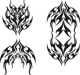 Tribal butterfly tattoo design, Tribal Tattoo Designs - Symmetrical Black Pinstripe Tribal Art Collection.