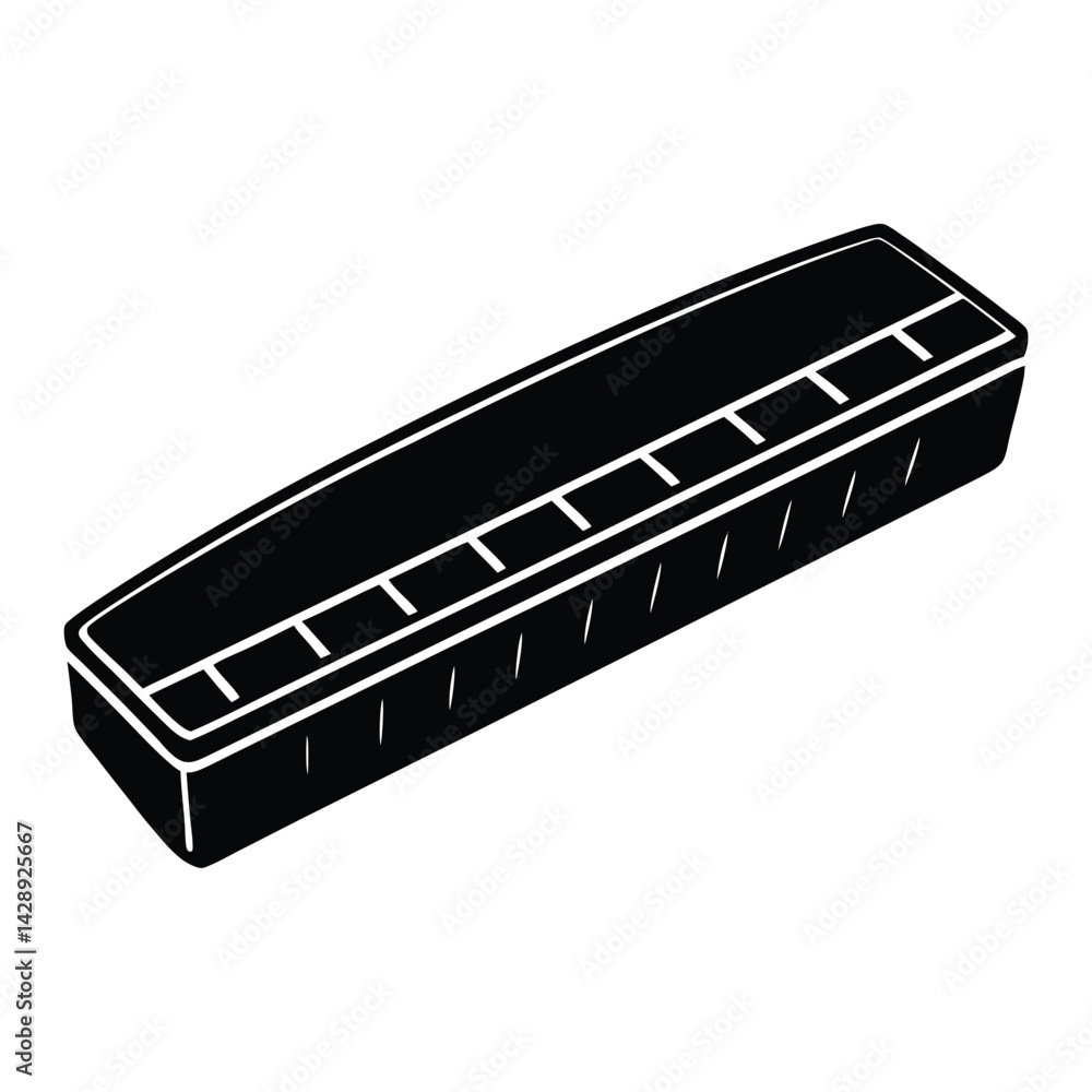 Poster isolated black vector musician using element harmonica with white background