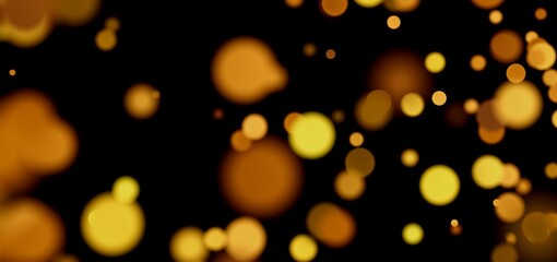 Abstract background with glowing golden bokeh lights. Perfect for festive designs.