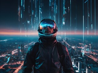 Sci-fi glowing tunnel scene with urban digital background – can be used as a wallpaper, video backdrop, or landing page.

