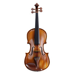 Elegant Wooden Violin with Intricate Design on white background