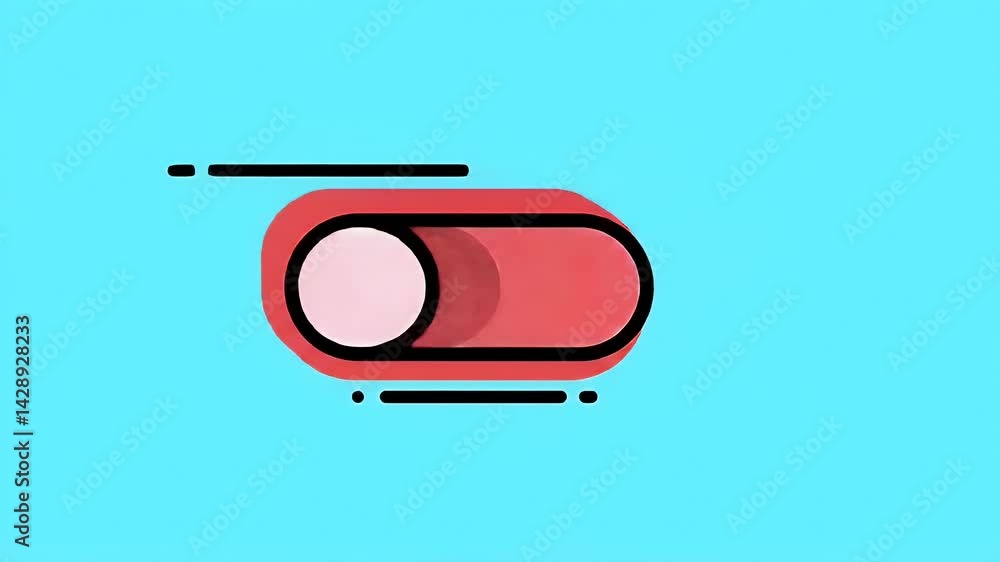 Poster animated red toggle switch on light blue background