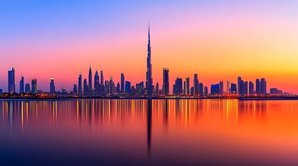 Fototapeta premium Dubai skyline at sunrise