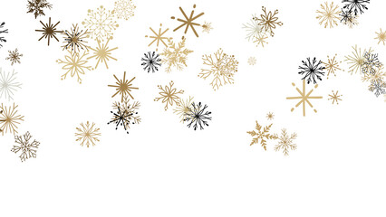 Snowflakes - golden openwork shiny snowflakes, star, 3D rendering.