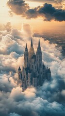 Majestic Gothic Castle Towering Above the Clouds Ideal for Fanta