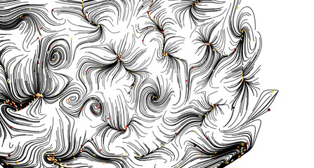 High-resolution abstract art featuring swirling lines and dots. Perfect for modern designs.