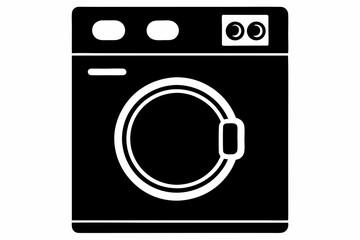 Compact Washer Dryer Combo Silhouette Vector Illustration