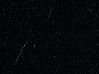 Lyrid meteor shower streaks across a star-filled night sky.