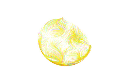 Artistic digital art of a yellow sphere with swirling lines. Perfect for backgrounds or design elements.