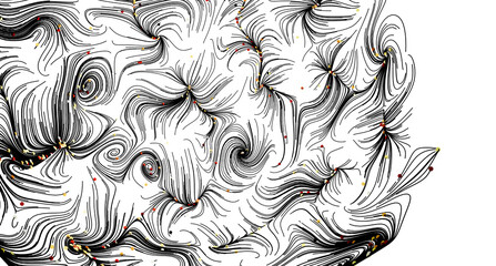 Intricate black lines swirl and flow, creating a mesmerizing abstract design. Perfect for modern backgrounds.