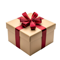 Fototapeta premium Beige gift box with red ribbon bow