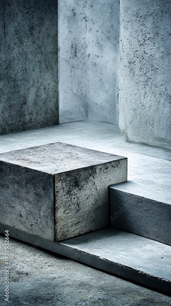Poster Abstract concrete structures with sharp edges and shadows.